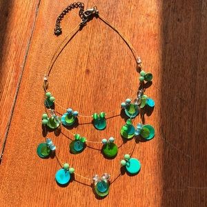 5/$25 Green/Turquoise Bead Tiered Necklace